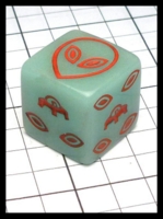 Dice : Dice - 6D - Koplow Alien Green with Red Ink - Recolored Nov 2016